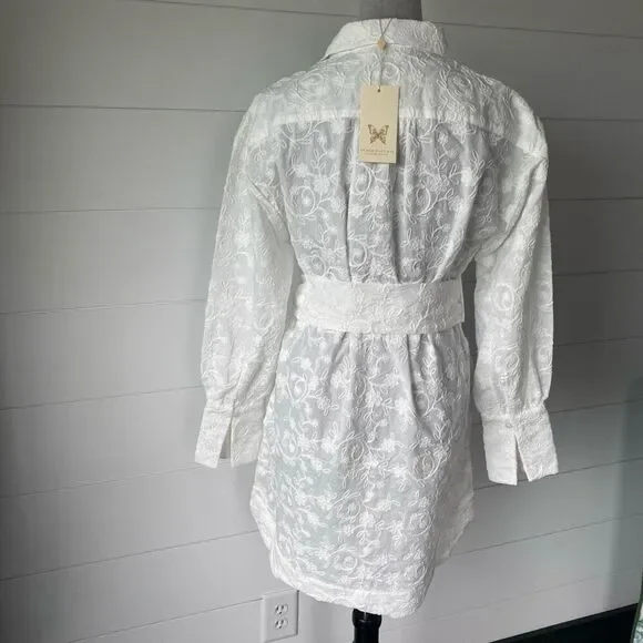 SUPER NATURAL BY SECRET MISSION SKIPE SHIRT EMBROIDERED WHITE DRESS SIZE S $425 - Picture 6 of 12